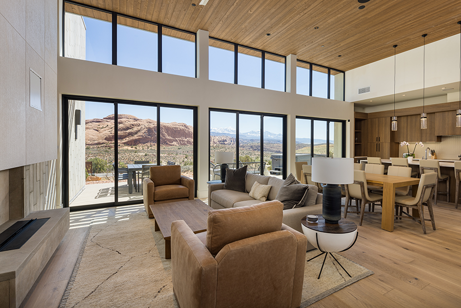 large windows in living room of casita