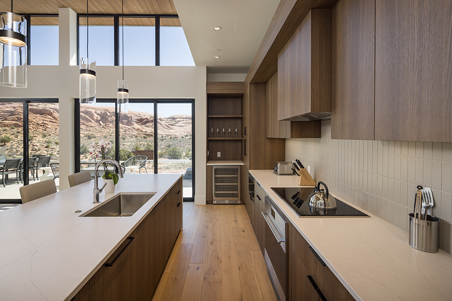 kitchen featuring oak kitchen and high end details